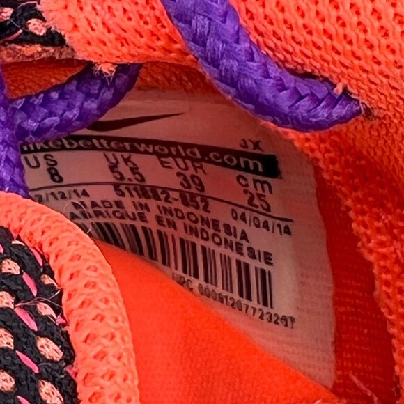 Nike Womens 511882-852 Roshe Run Bright Mango HyperGrape Size 8 Running Shoes - Picture 9 of 9